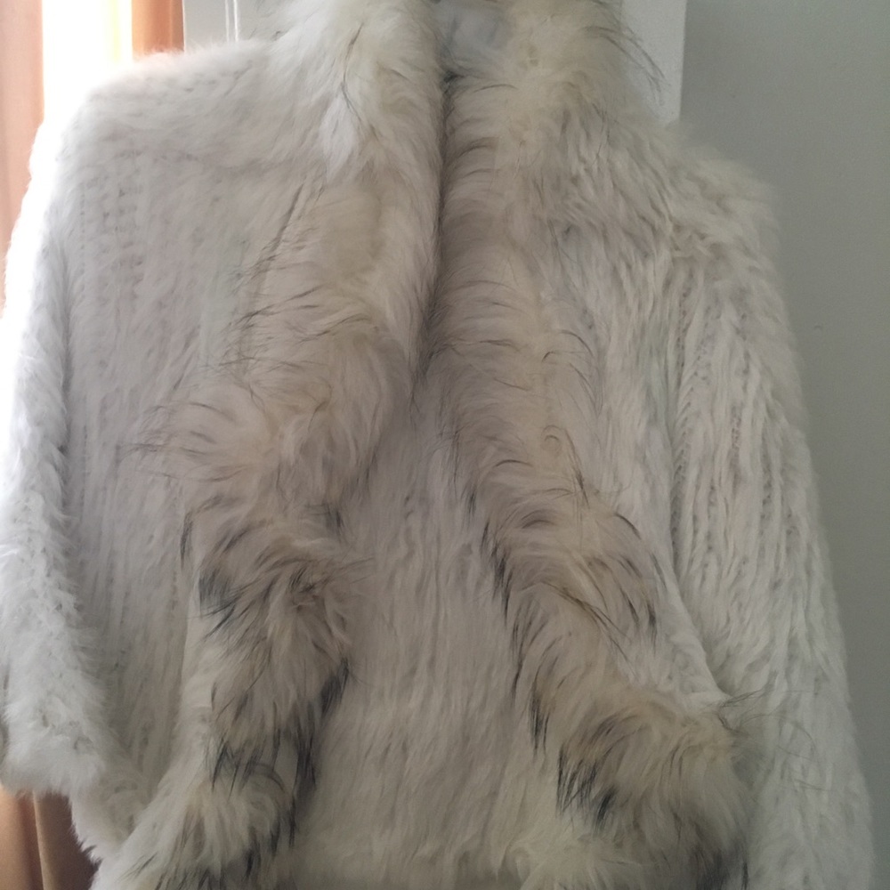Fox and rabbit knit fur shrug or cape